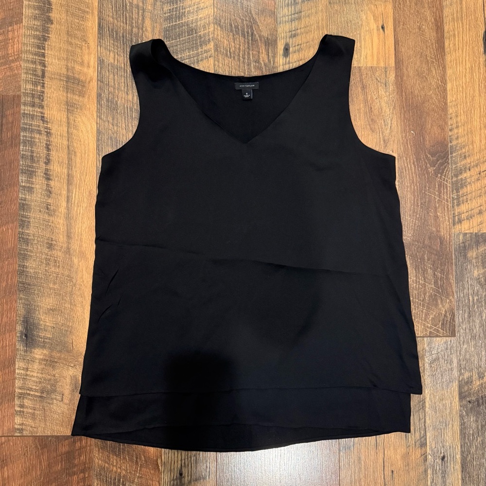 Ann Taylor Black Layered Tank Top